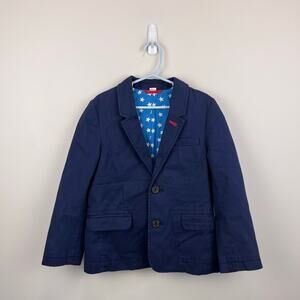 Mini Boden Cotton Blazer Navy Blue Stars 6-7